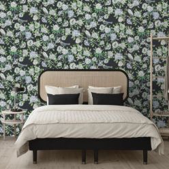 Victoria Wallpaper • Floral Wallpaper • Charcoal Wallpaper • Insitu