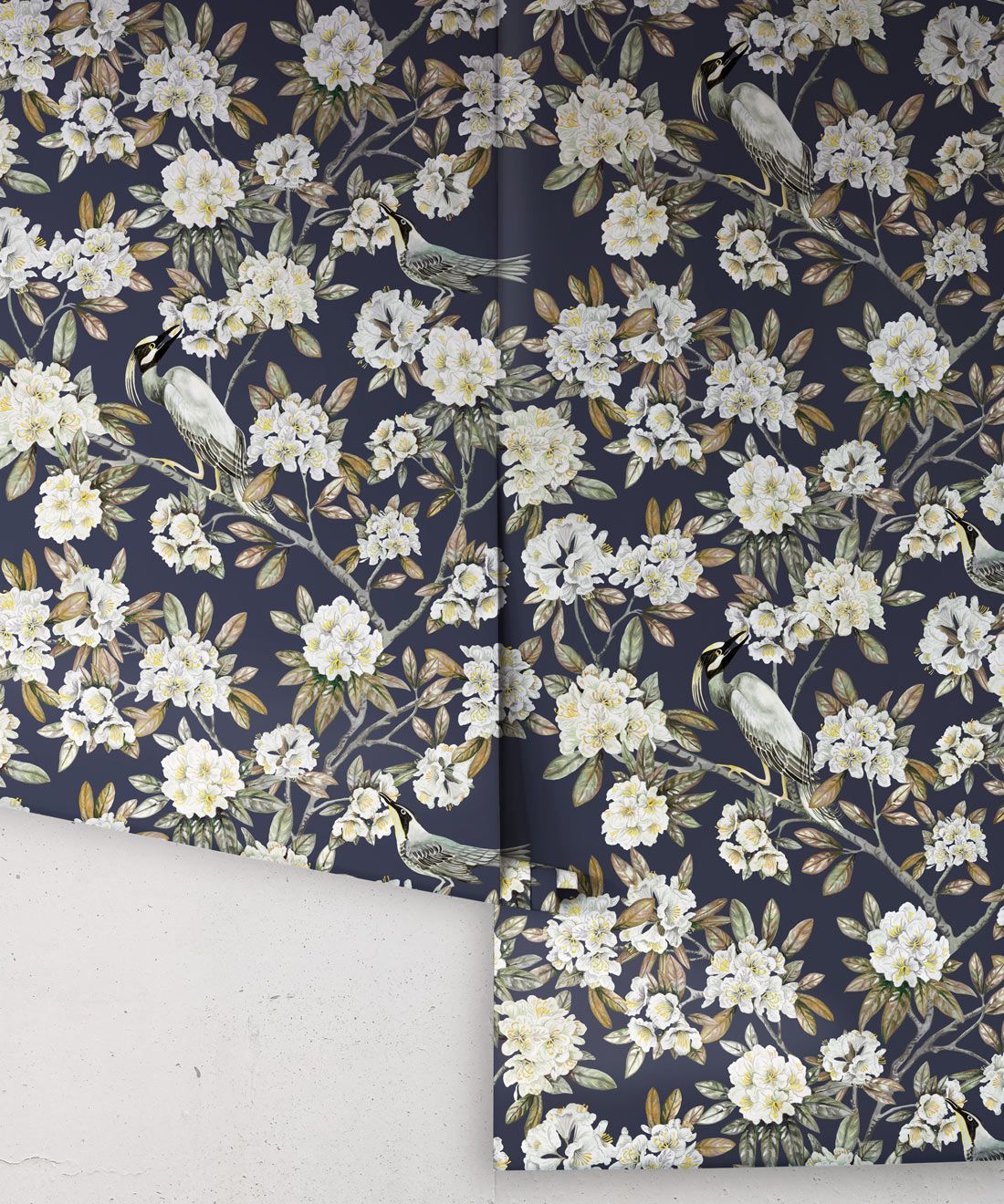 Victoria Wallpaper • Floral Wallpaper • Navy Wallpaper • Rolls