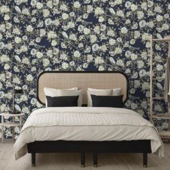 Victoria Wallpaper • Floral Wallpaper • Navy Wallpaper • Insitu