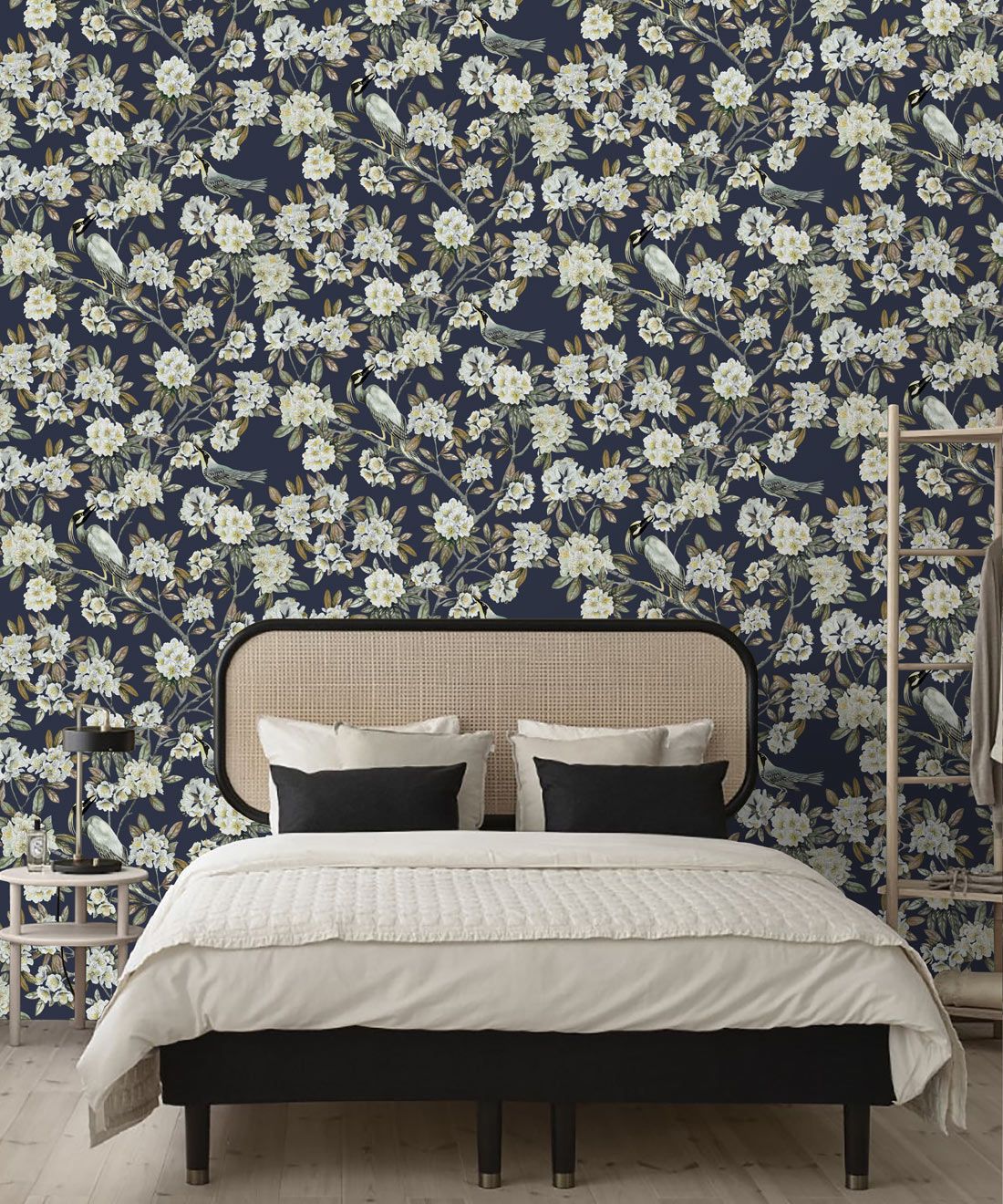 Victoria Wallpaper • Floral Wallpaper • Navy Wallpaper • Insitu