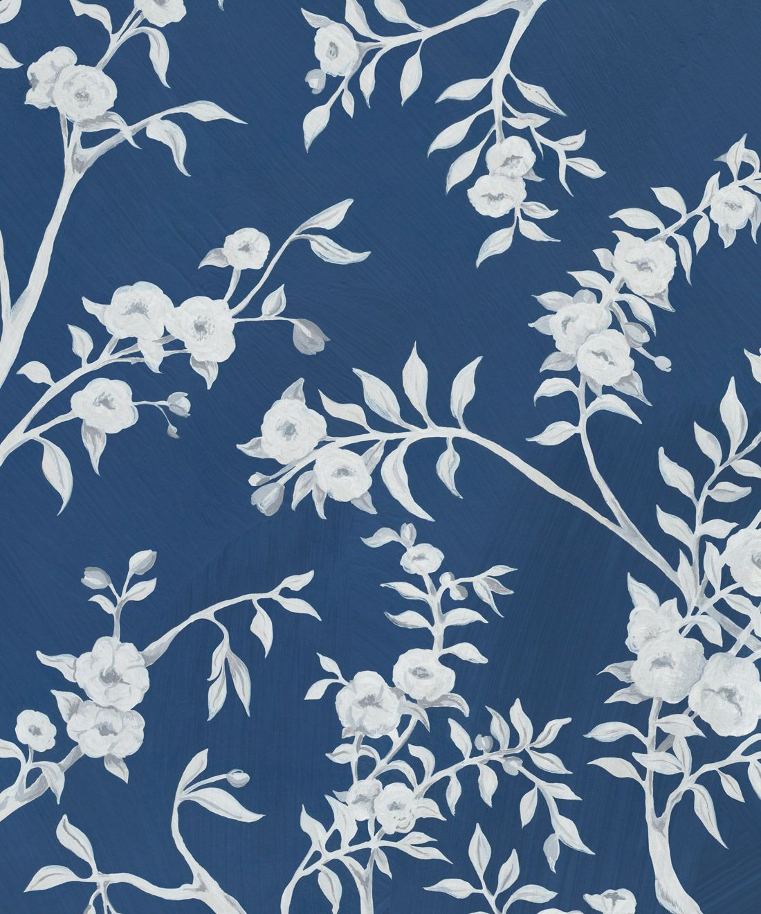 Blooming Joy • Chinoiserie Wallpaper by Danica Andler • Deep Blue Swatch