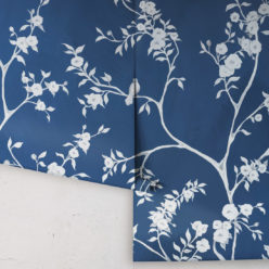 Blooming Joy • Chinoiserie Wallpaper by Danica Andler • Deep Blue Rolls