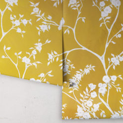 Blooming Joy • Chinoiserie Wallpaper by Danica Andler • Mustard Rolls