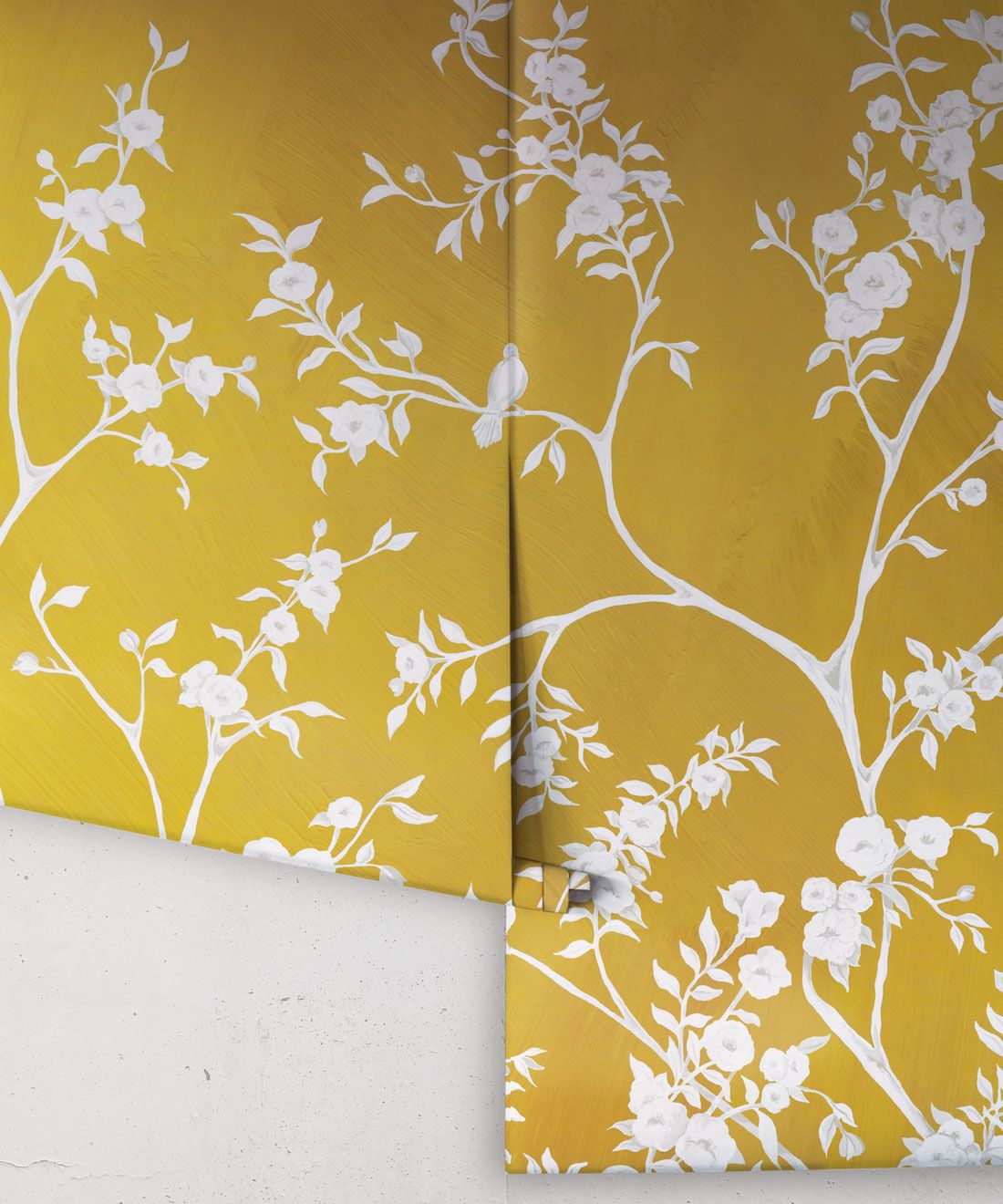 Blooming Joy • Chinoiserie Wallpaper by Danica Andler • Mustard Rolls