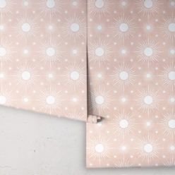 Sun Light Star Bright Wallpaper • Dusty Pink • Rolls