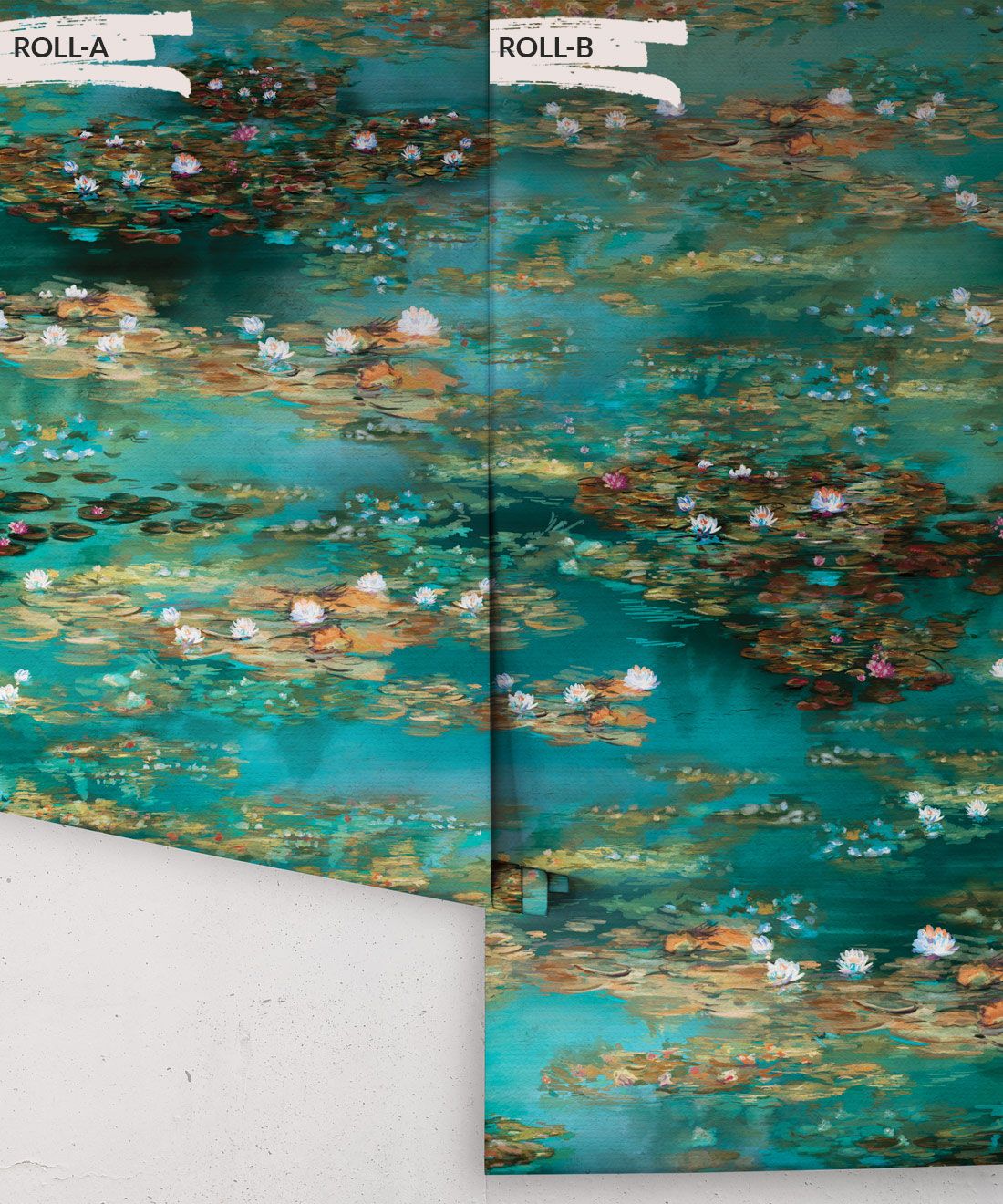 Water Lillies Wallpaper • Abstract Wallpaper • Dreamy Wallpaper • Teal Wallpaper • Rolls