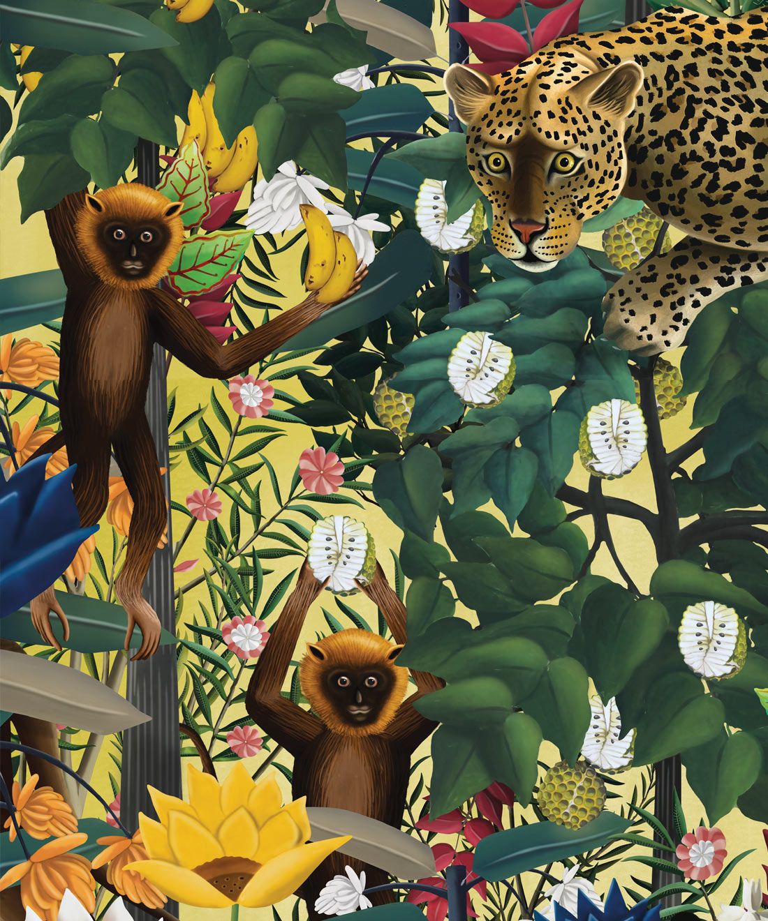 The Jungle Wallpaper • Animal Wallpaper • Botanical Wallpaper • Hazelwood Wallpaper • Swatch