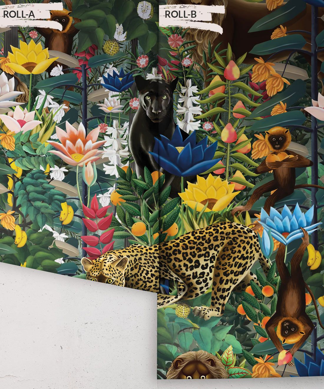 The Jungle Wallpaper • Animal Wallpaper • Botanical Wallpaper • Night Wallpaper • Rolls