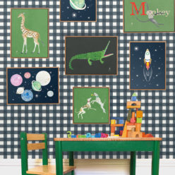 Check Wallpaper • Navy • Insitu