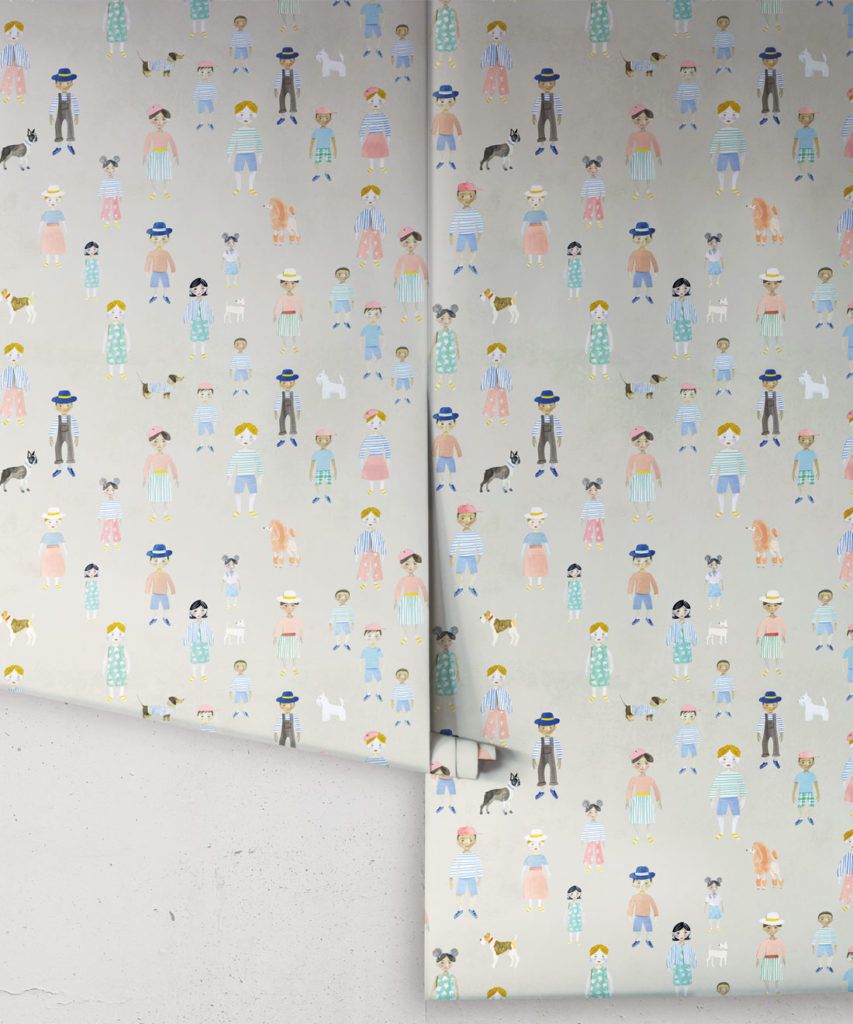 Paper Dolls Wallpaper • Fun Kids Wallpaper • Milton & King USA