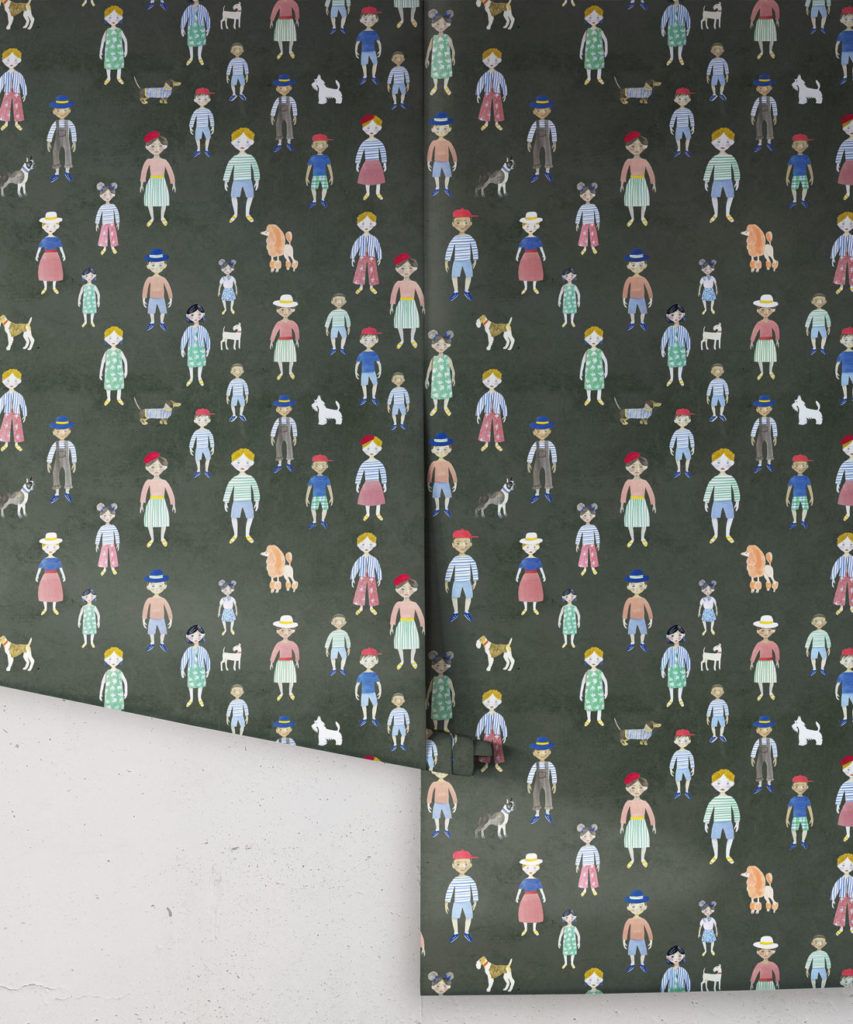 Paper Dolls Wallpaper • Fun Kids Wallpaper • Milton & King USA