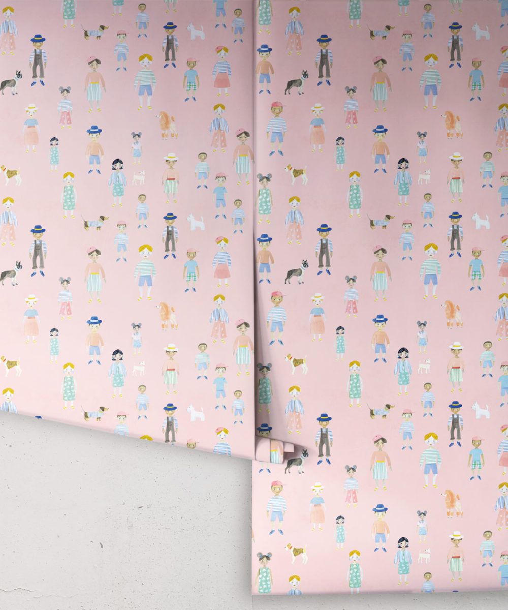 Paper Dolls Wallpaper • Fun Kids Wallpaper • Milton & King USA