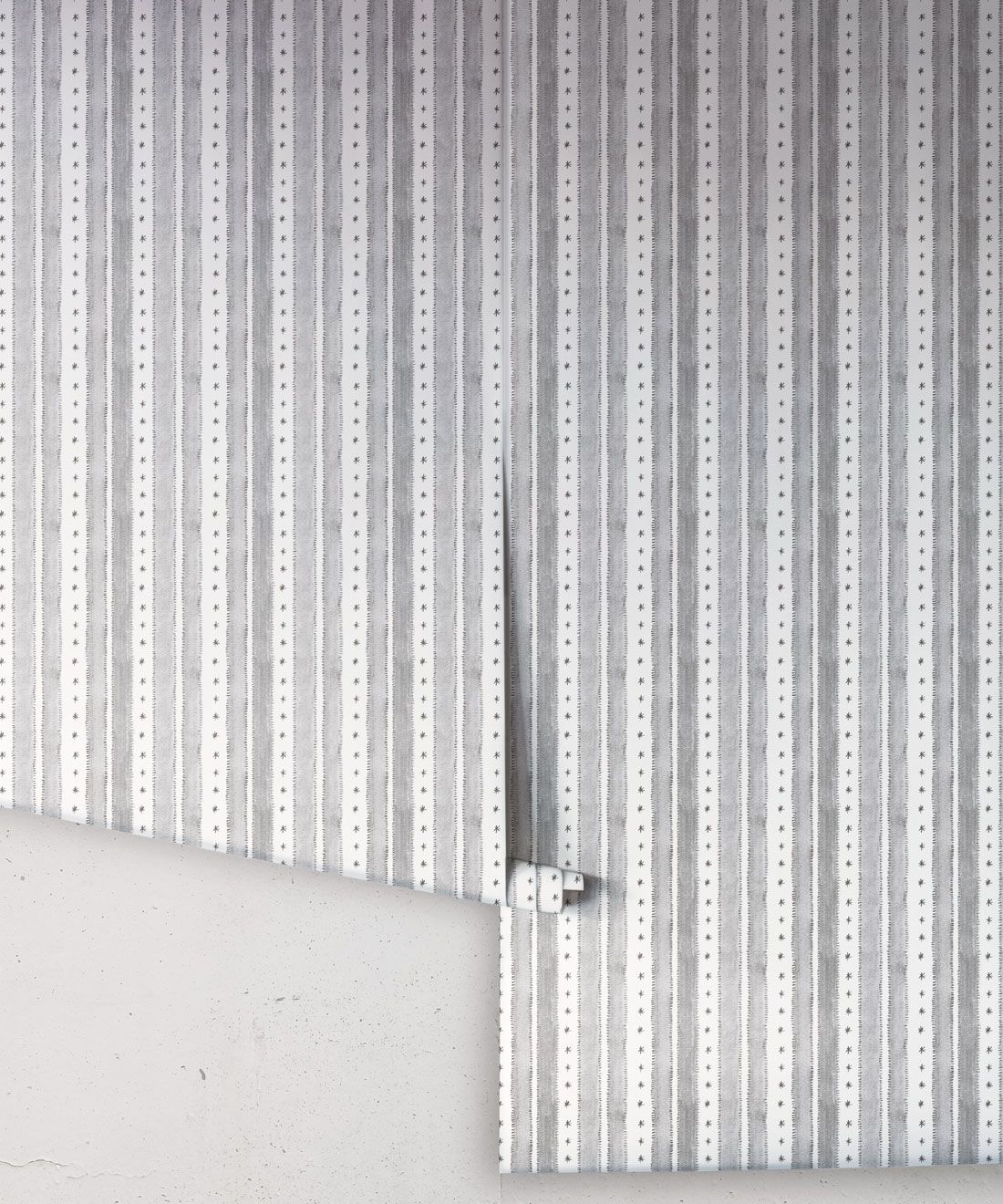 Star Stripe Wallpaper • Charcoal • Rolls