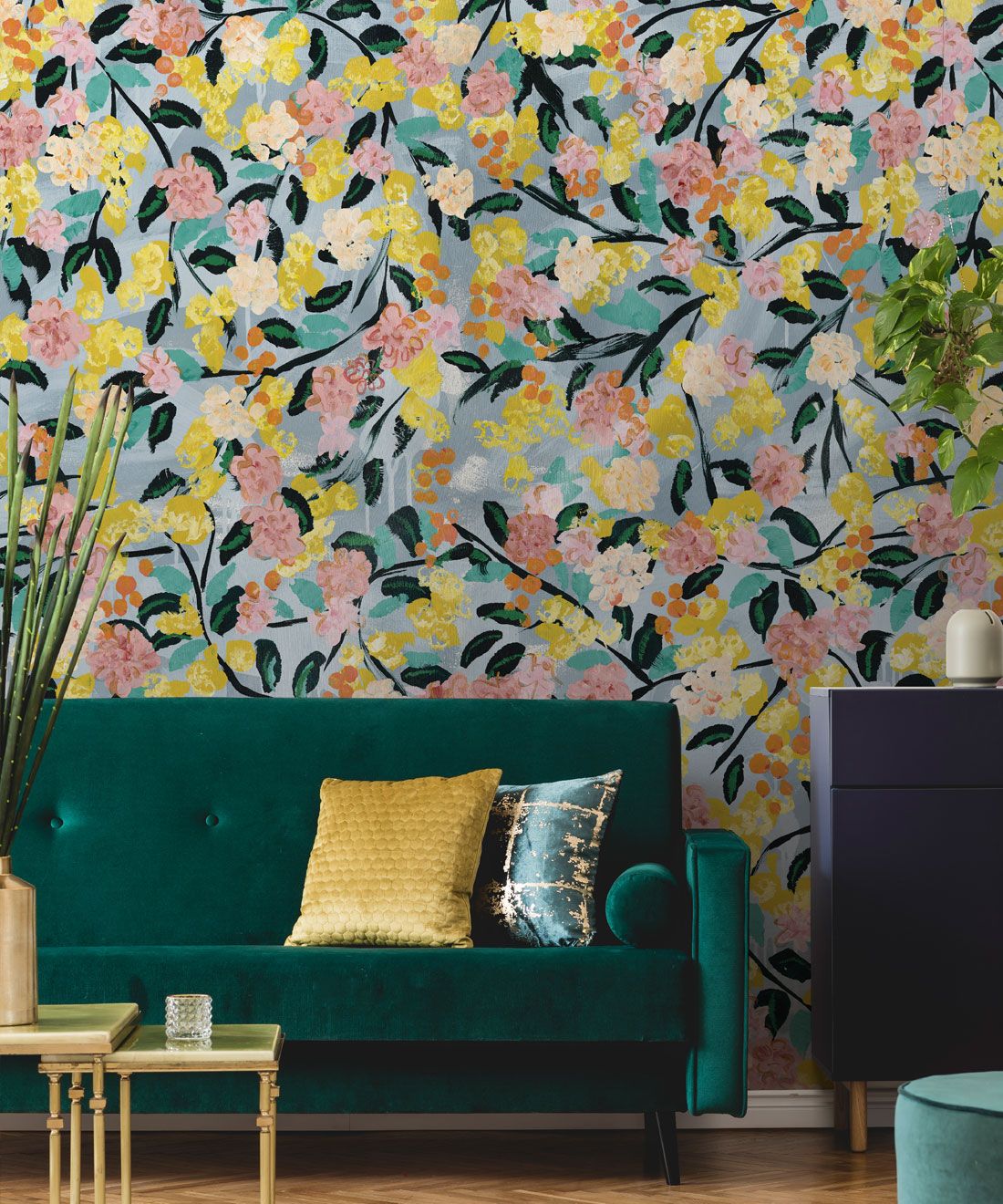 Blossom Wallpaper • Colorful Floral Wallpaper • Tiff Manuell • Abstract Expressionist Wallpaper • Insitu Close Up