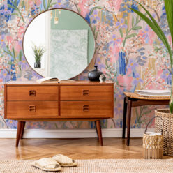 Daphne Wallpaper • Colorful Floral Wallpaper • Tiff Manuell • Abstract Expressionist Wallpaper • Close Up Insitu