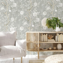 Chinoiserie Wallpaper • Floral Wallpaper • Bird Wallpaper • Magnolia • Linen • Insitu