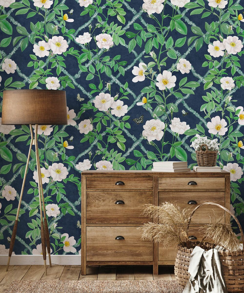 Treillage Wallpaper • Garden Floral Trellis • Milton & King