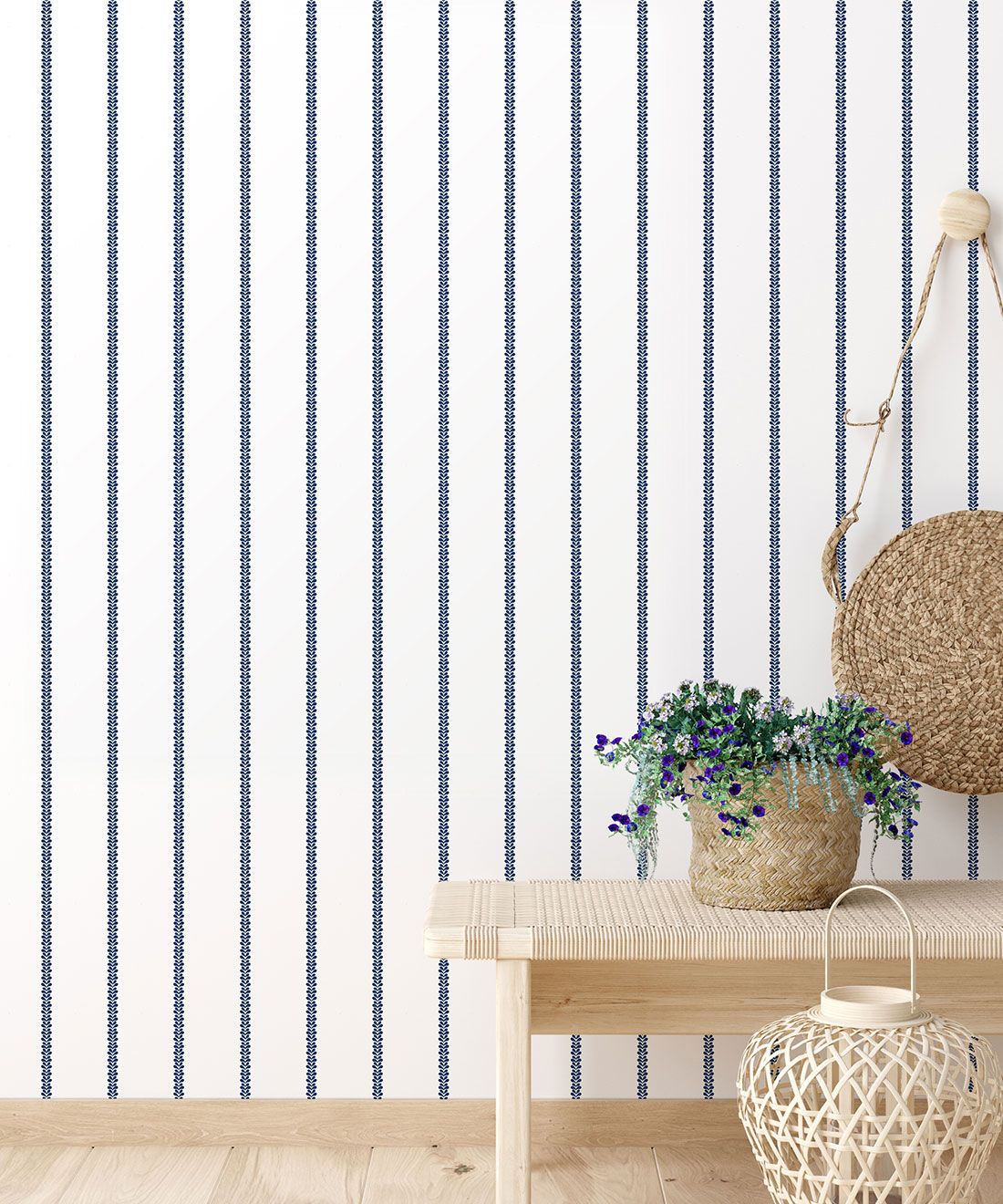 Chemin Wallpaper • Striped Wallpaper • Royal Blue • Insitu