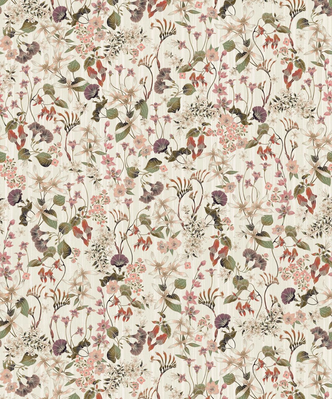 County Flowers Wallpaper • Eloise Short • Vintage Floral Wallpaper • Granny Chic Wallpaper • Grandmillennial Style Wallpaper • Neutral • Swatch