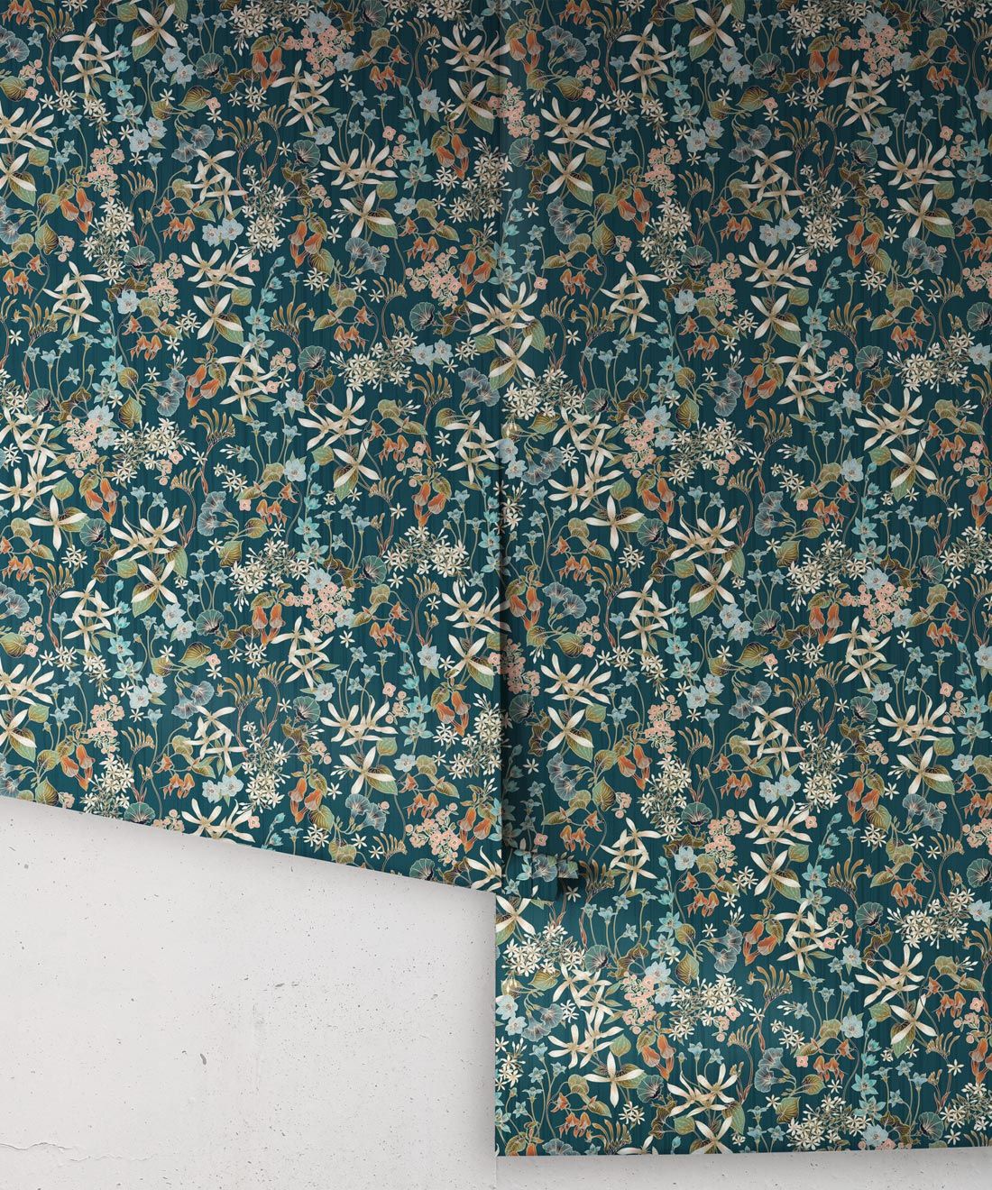 County Flowers Wallpaper • Eloise Short • Vintage Floral Wallpaper • Granny Chic Wallpaper • Grandmillennial Style Wallpaper • Peacock • Rolls