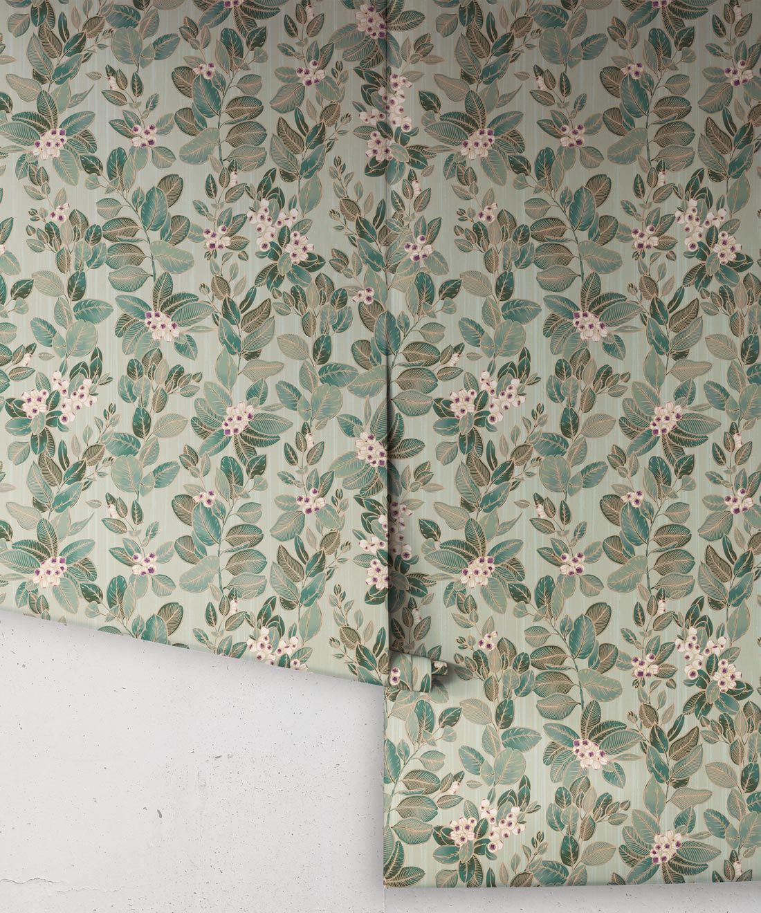 Eucalyptus Wallpaper • Eloise Short • Vintage Floral Wallpaper • Granny Chic Wallpaper • Grandmillennial Style Wallpaper • Pale Green • Rolls