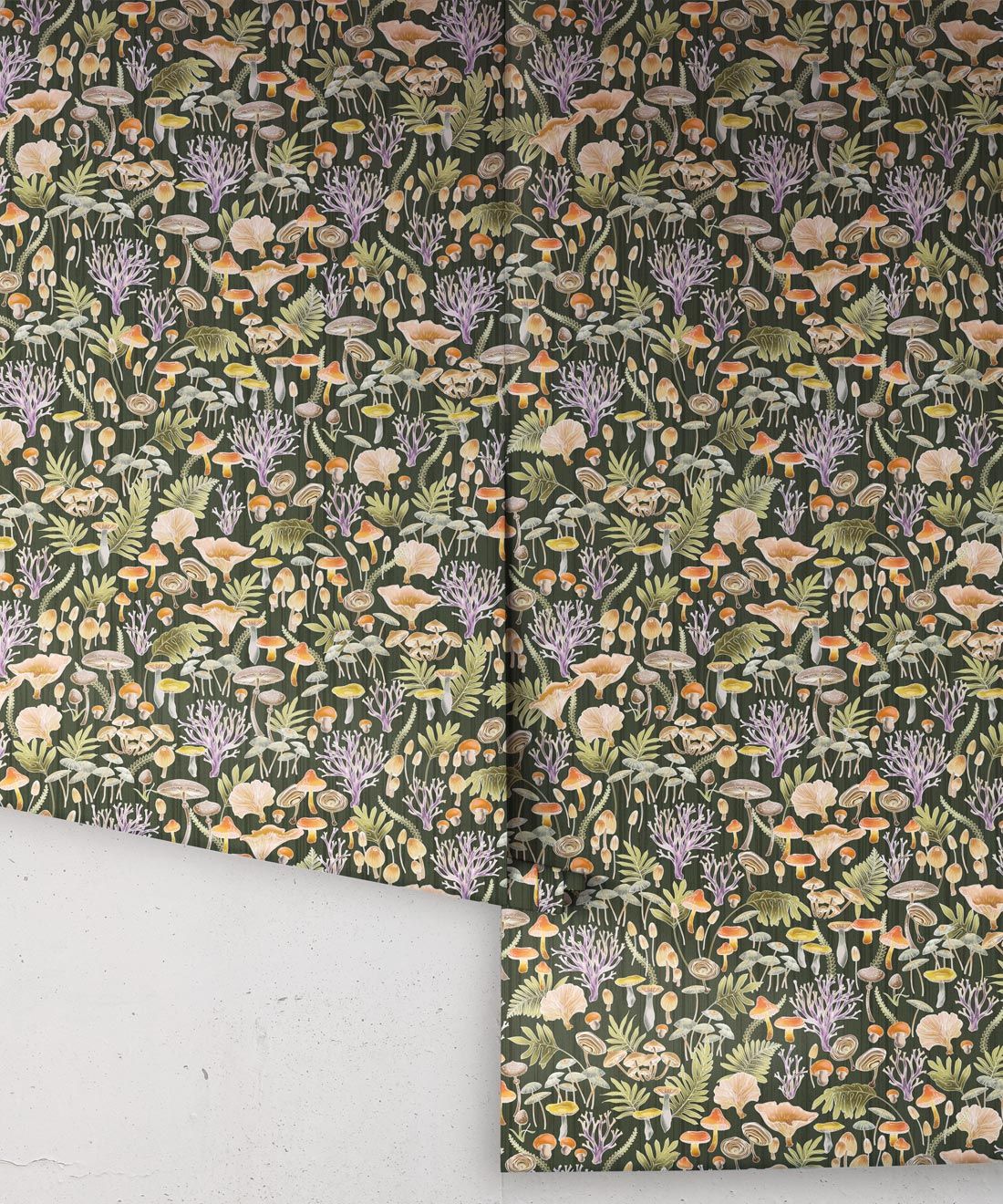 Fungi Wallpaper • Eloise Short • Vintage Floral Wallpaper • Granny Chic Wallpaper • Grandmillennial Style Wallpaper • Olive • Rolls
