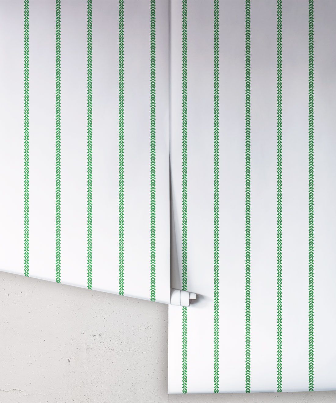 Chemin Wallpaper • Striped Wallpaper • Forest Green • Rolls