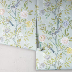 Chinoiserie Wallpaper • Floral Wallpaper • Bird Wallpaper • Magnolia • Aqua • Rolls
