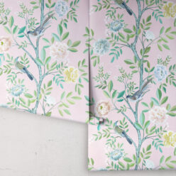 Chinoiserie Wallpaper • Floral Wallpaper • Bird Wallpaper • Magnolia • Blush • Rolls
