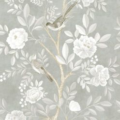 Chinoiserie Wallpaper • Floral Wallpaper • Bird Wallpaper • Magnolia • Linen • Swatch
