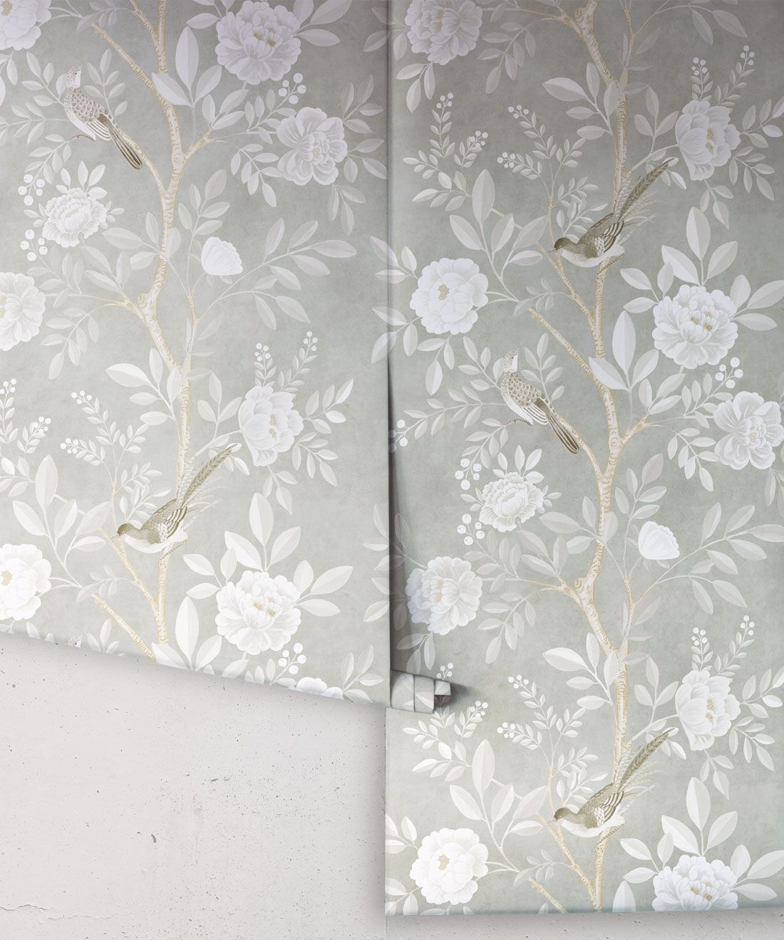 Chinoiserie Wallpaper • Floral Wallpaper • Bird Wallpaper • Magnolia • Linen • Rolls