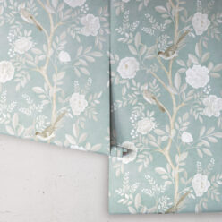 Chinoiserie Wallpaper • Floral Wallpaper • Bird Wallpaper • Magnolia • Milk Green • Rolls