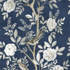 Chinoiserie Wallpaper • Floral Wallpaper • Bird Wallpaper • Magnolia • Royal Blue • Swatch