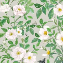 Rosa Wallpaper • Floral Wallpaper • Beige •Swatch