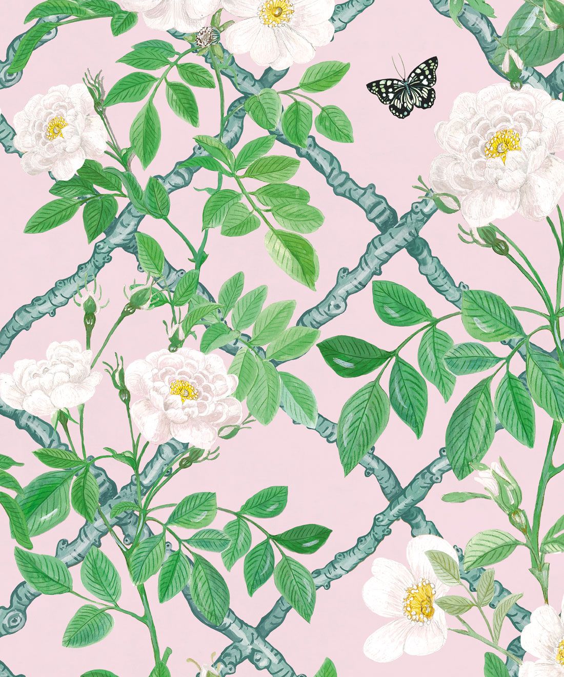 Treilage Wallpaper • Floral Wallpaper • Blush • Swatch