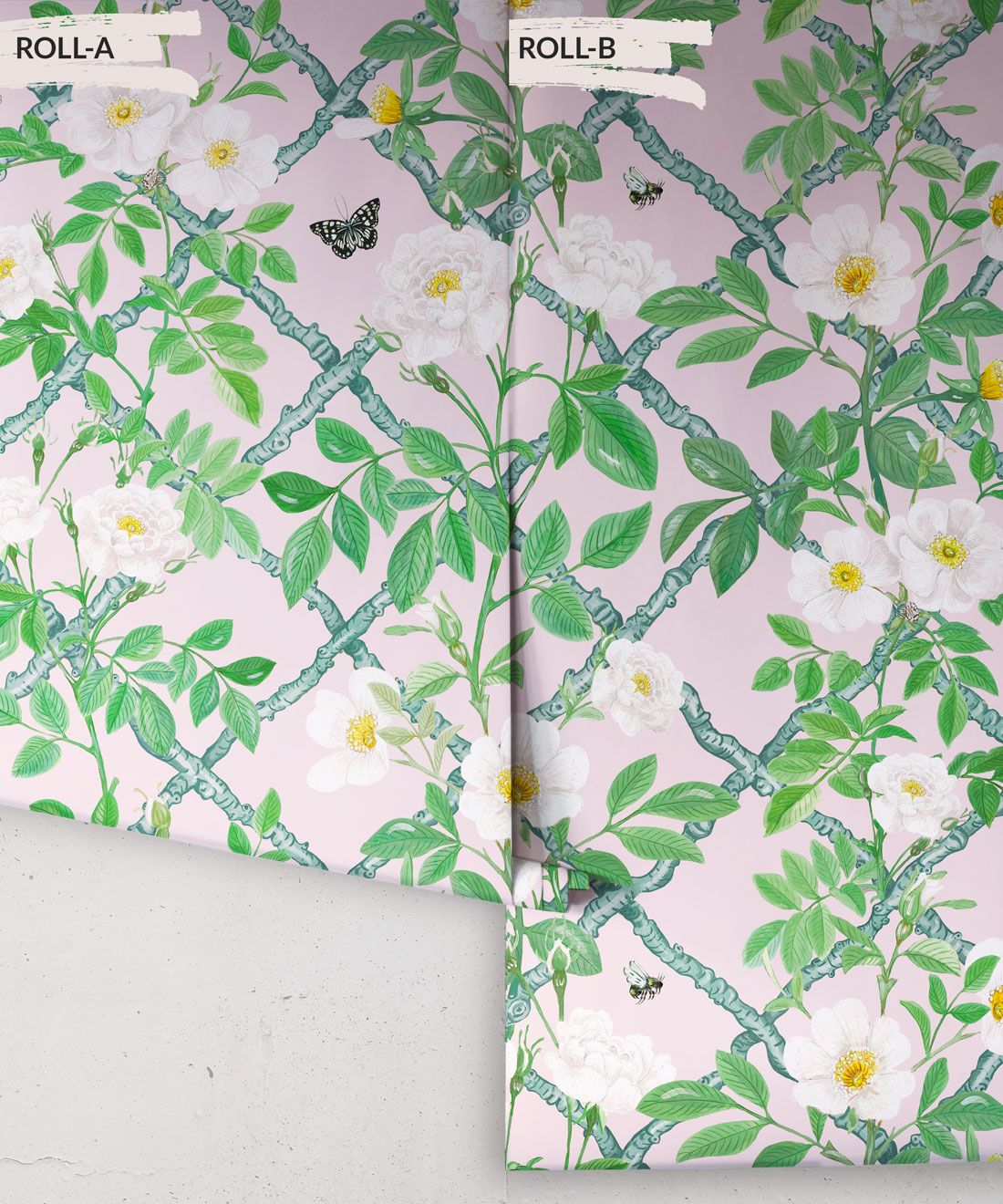 Treilage Wallpaper • Floral Wallpaper • Blush • Rolls