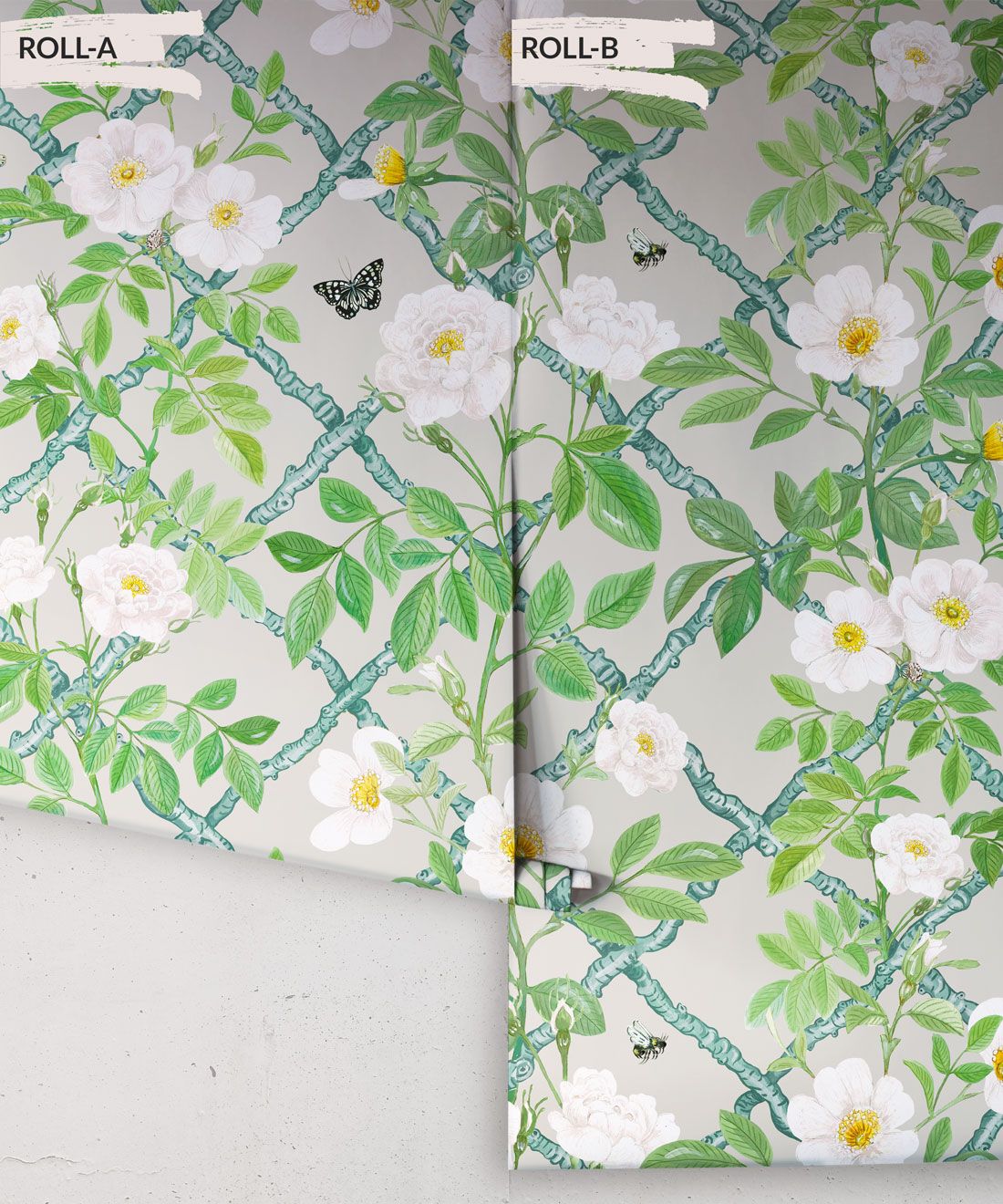 Treilage Wallpaper • Floral Wallpaper • Beige • Rolls