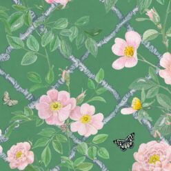 Treilage Wallpaper • Floral Wallpaper • Forest Green • Swatch