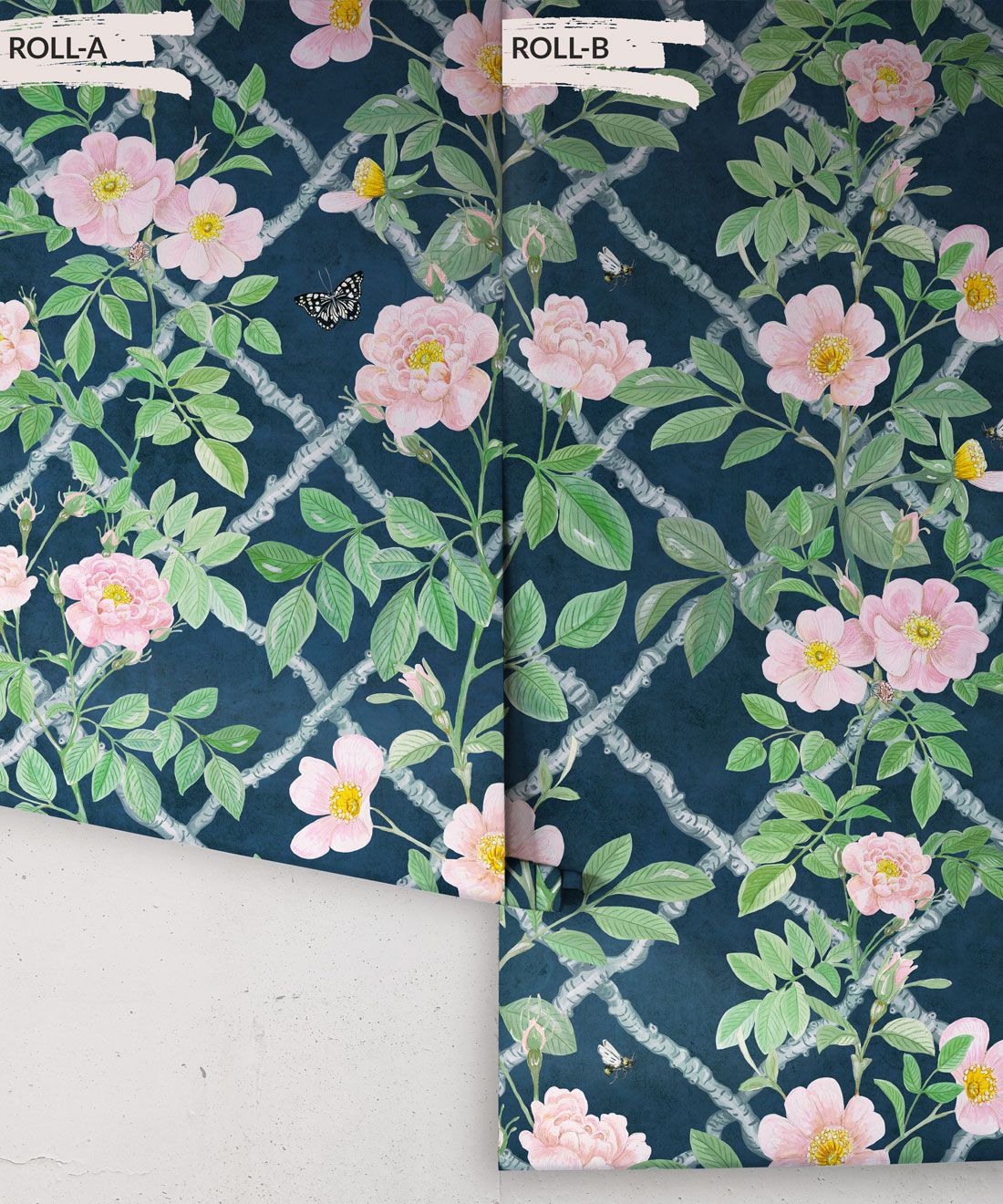 Treilage Wallpaper • Floral Wallpaper • Rose Pink • Rolls