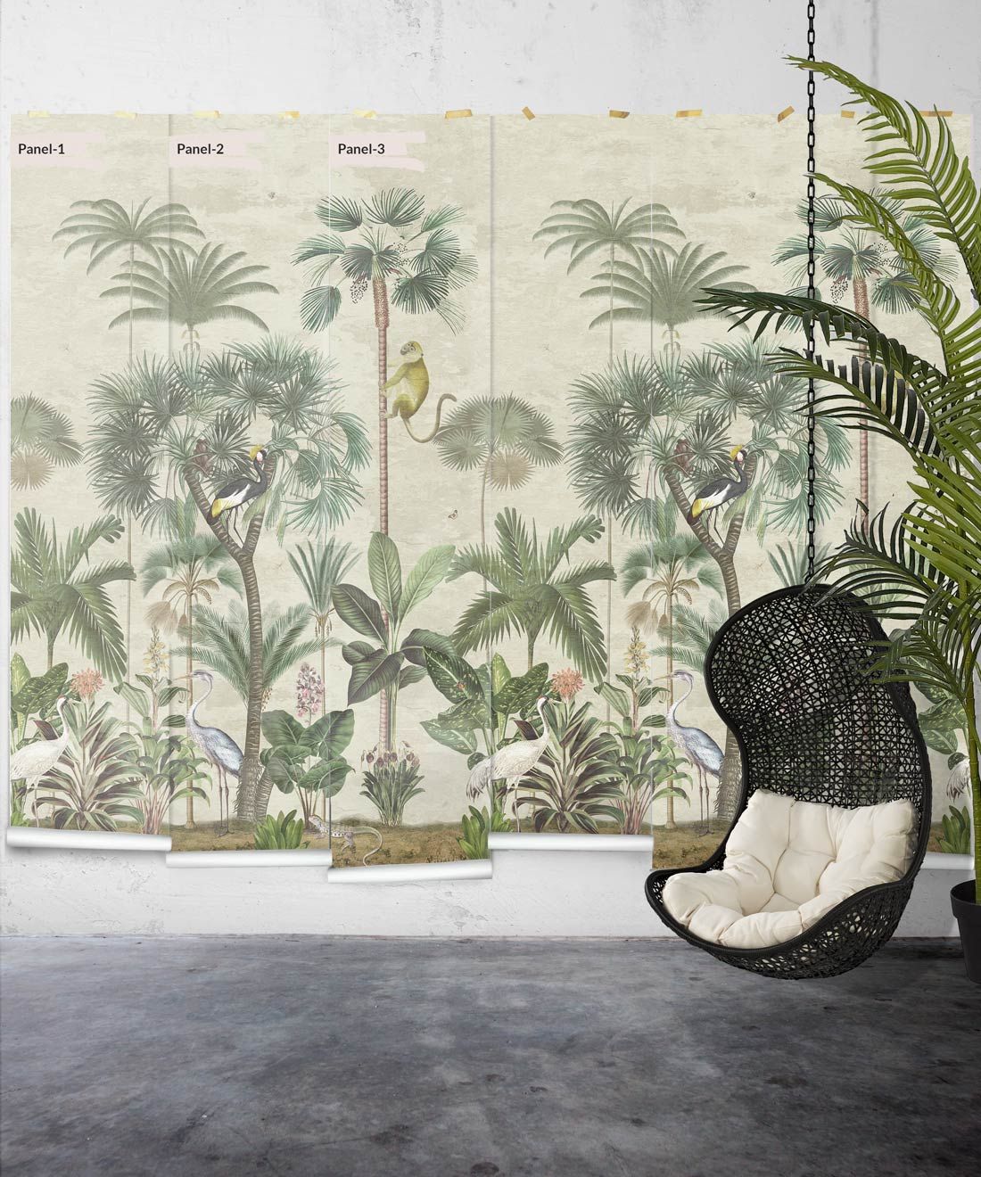 Indian Summer Wallpaper Mural •Bethany Linz • Palm Tree Mural • Aged • Panels