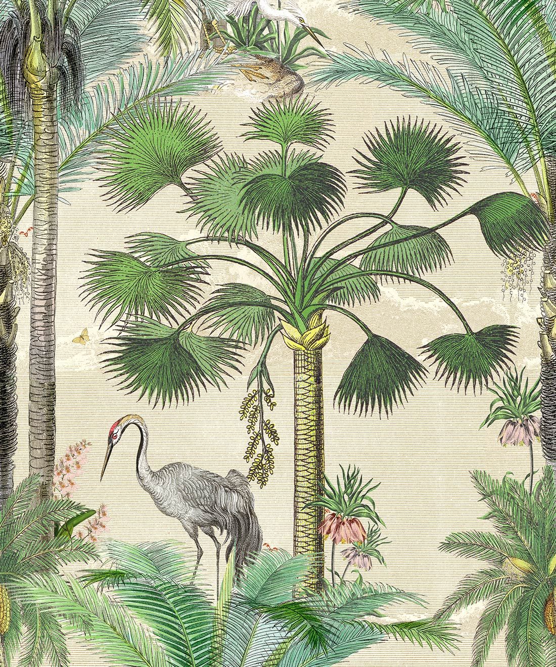 Kerala Palms Wallpaper Mural •Bethany Linz • Palm Tree Mural • Beige • Swatch