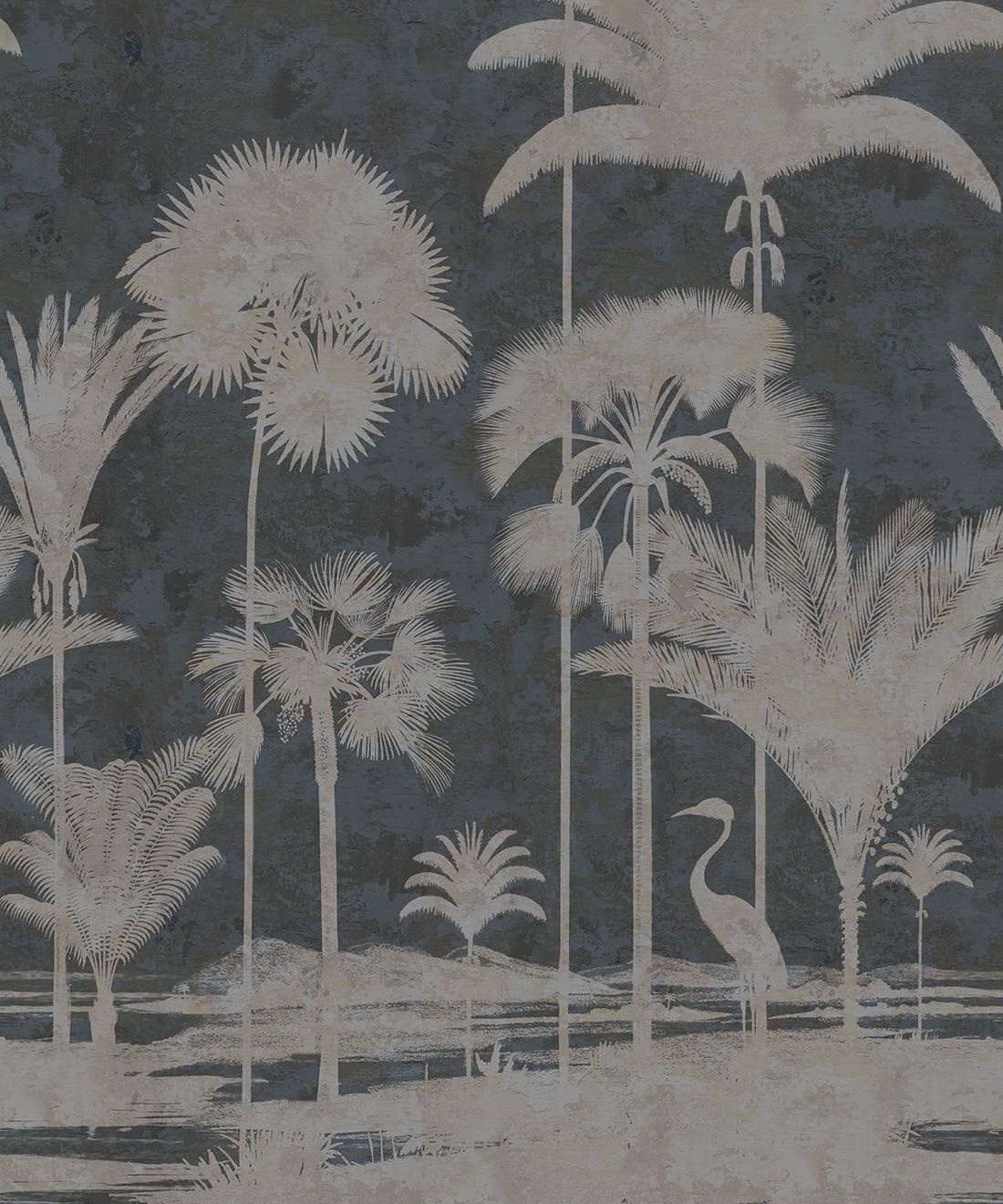 Shadow Palms Wallpaper Mural •Bethany Linz • Palm Tree Mural • Navy • Swatch
