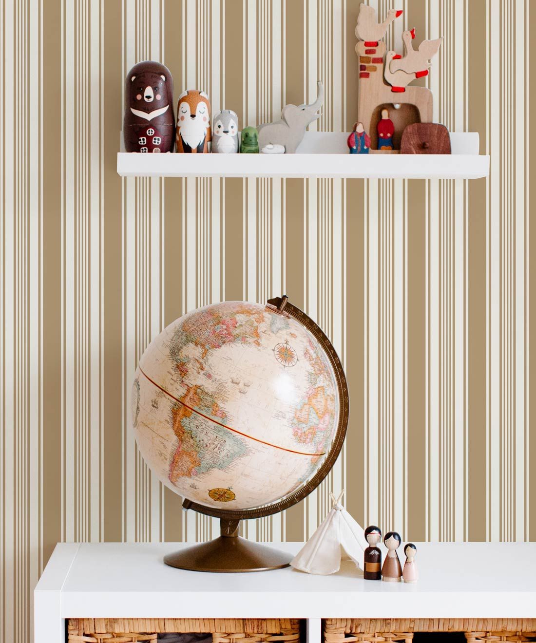 Maynard Wallpaper • Dianne Bergeron • Stripe Wallpaper • Camel • Insitu