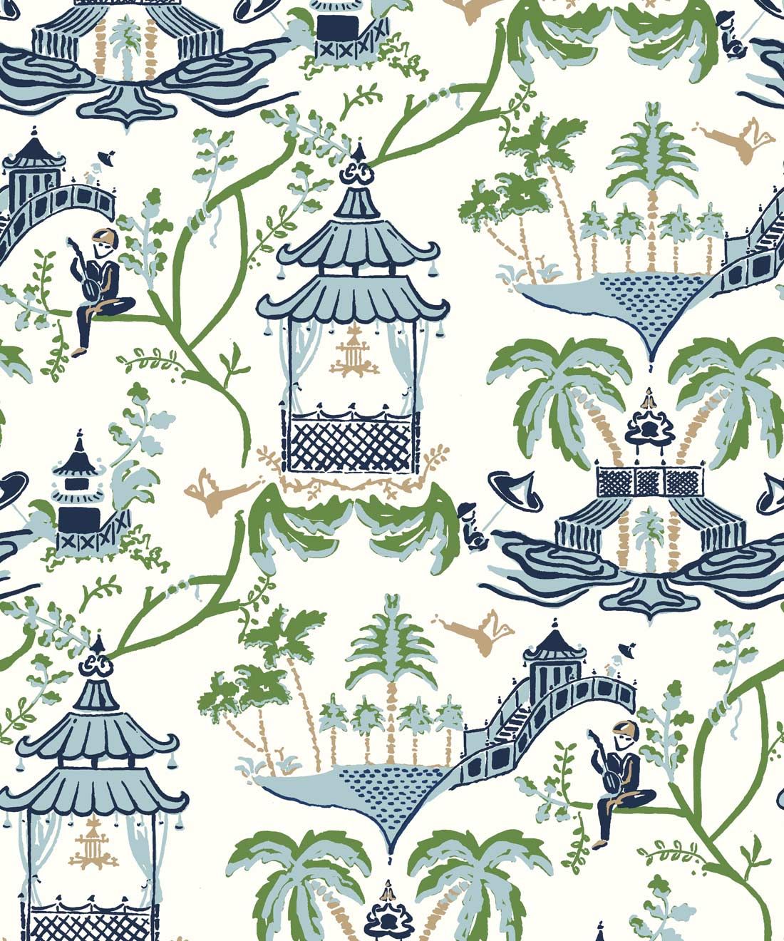 Mulberry Wallpaper • Modern toile • Dianne Bergeron • Jungle • Swatch