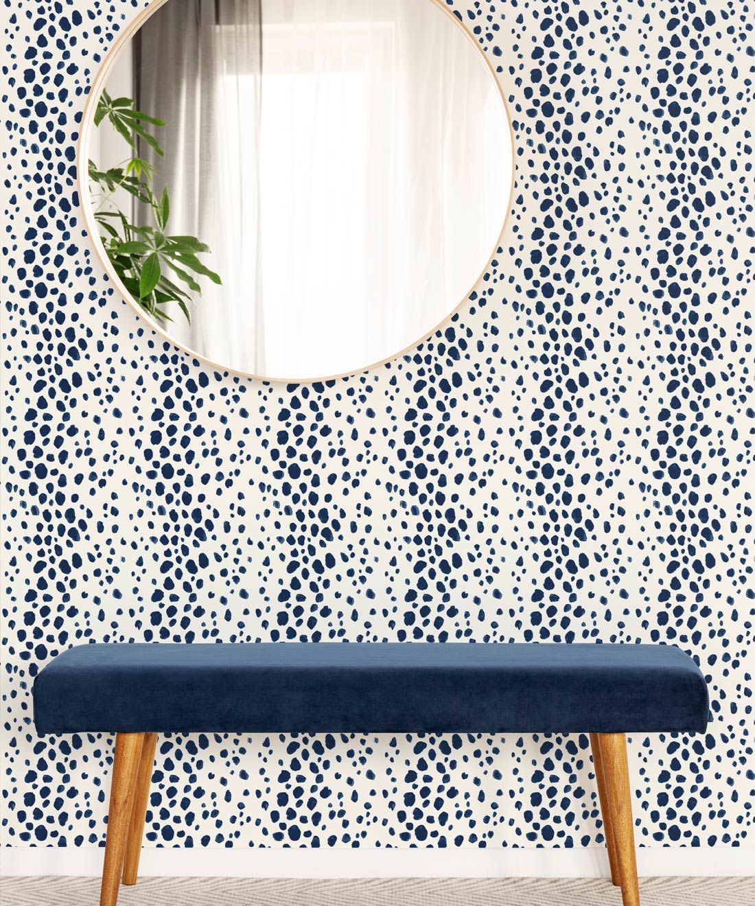 Park Avenue Wallpaper • Dianne Bergeron • Animal Print Wallpaper • Animal Spots Wallpaper • Indigo • Insitu