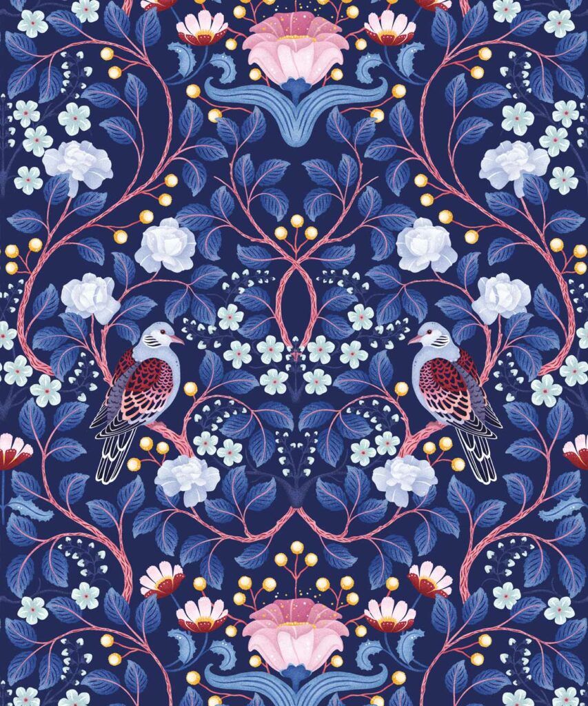 Turtle Doves • Colorful Bird Wallpaper • Milton & King