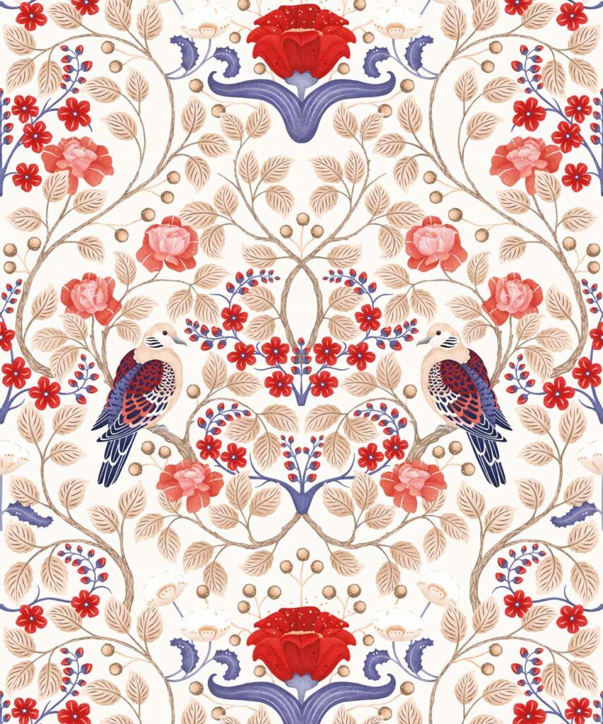 Turtle Doves • Colorful Bird Wallpaper • Milton & King