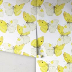 Blended Butterfly Wallpaper • White & Yellow Butterflies Wallpaper • Rolls