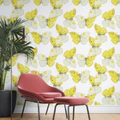 Blended Butterfly Wallpaper • White & Yellow Butterflies Wallpaper • Insitu