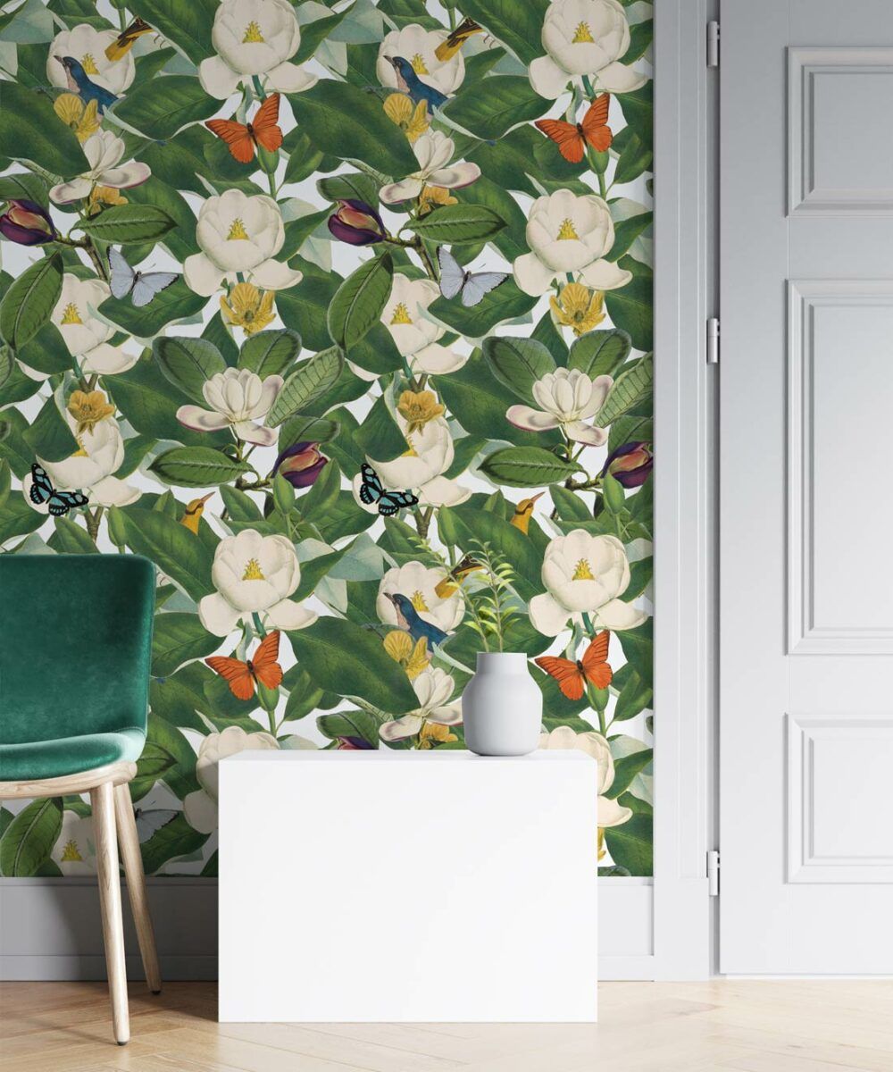 Magnolia Bloom Wallpaper • White Floral Wallpaper • Milton & King